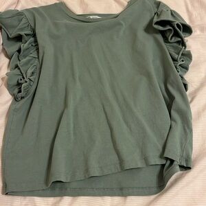 Green ruffle top Zara